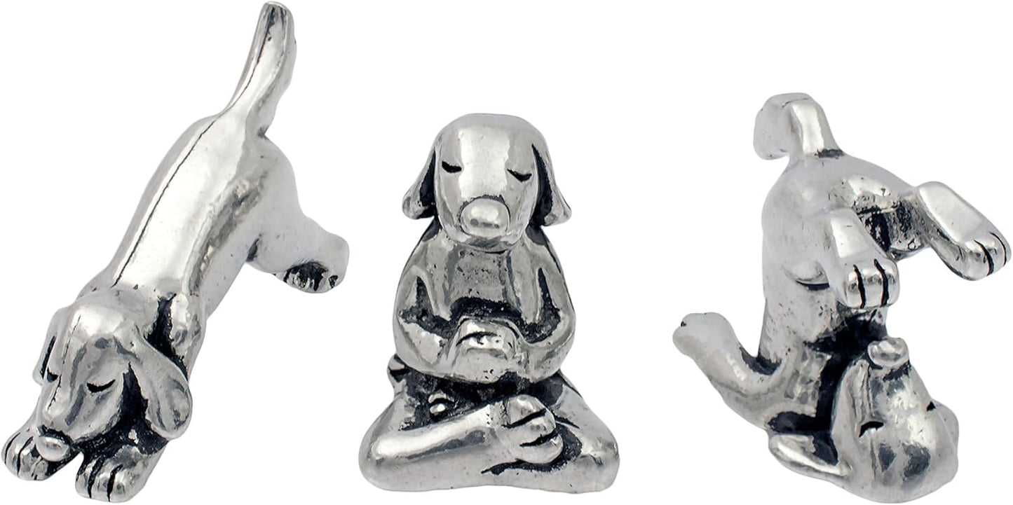Basic Spirit Yoga Dog Figurine Set (Pewter)-Mini 3 pc. Set