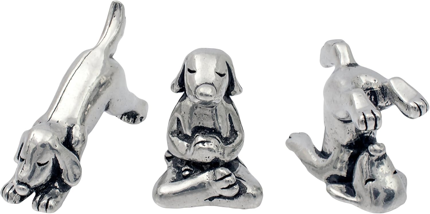 Basic Spirit Yoga Dog Figurine Set (Pewter)-Mini 3 pc. Set