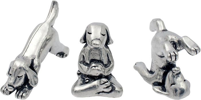 Basic Spirit Yoga Dog Figurine Set (Pewter)-Mini 3 pc. Set