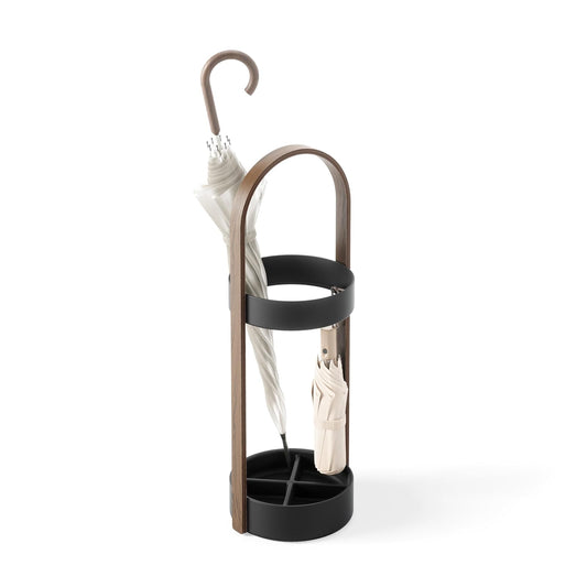 Umbra Space Saving Hub Umbrella Stand, Black/Walnut