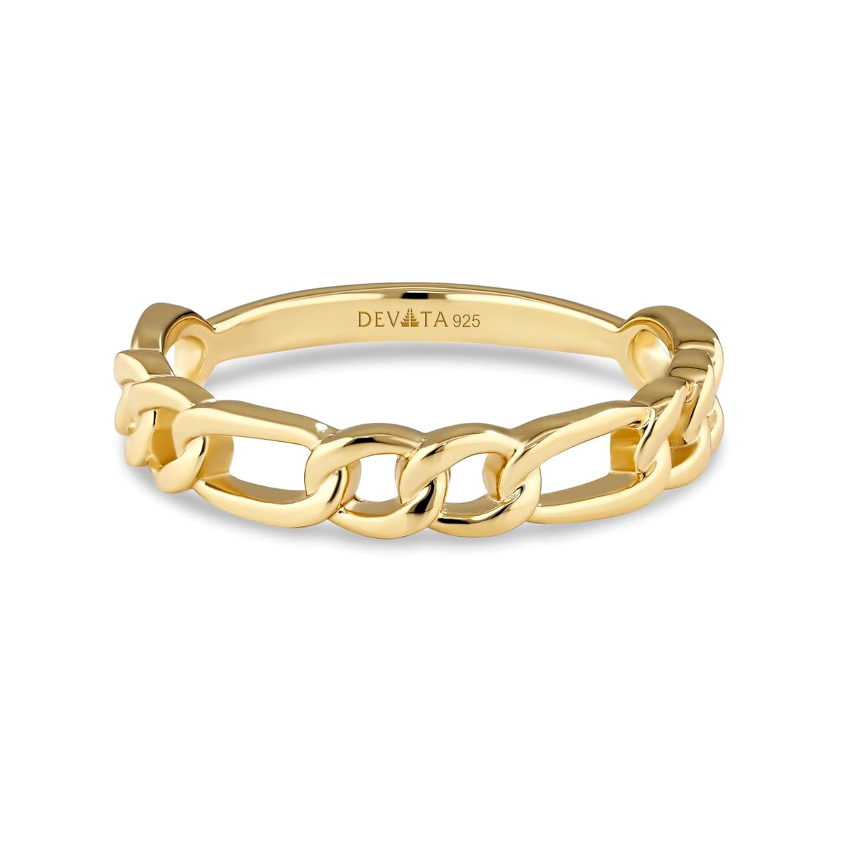 DEVATA Ring, 6, Gold Plated/Figaro Link FGR9121