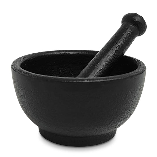 Cast Iron Mortar & Pestle Set 3 Inch, Herb Grinder, Pill Crusher, Molcajete. Heavy Duty Cast Iron morter and pessel by New Age Imports, Inc.(MP1- Cast Iron MP 3")