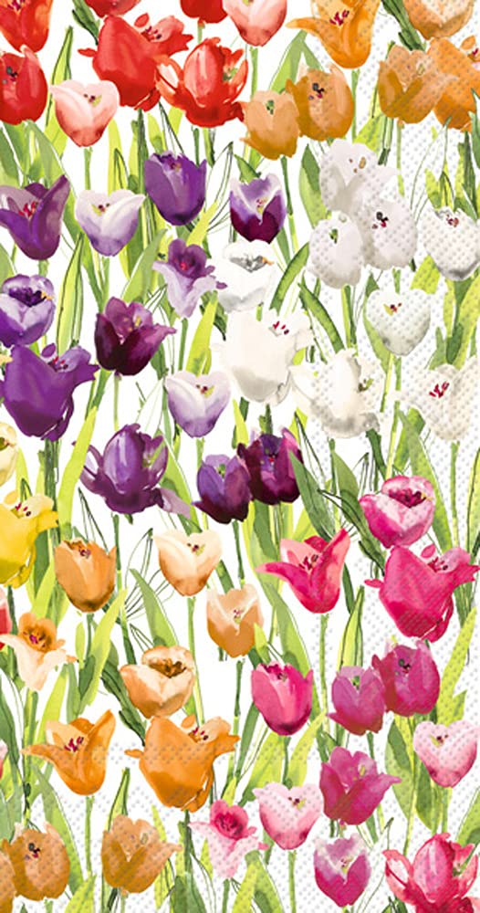 Boston International IHR 3-Ply Paper Napkins, 16-Count Guest Size, Tulipfield