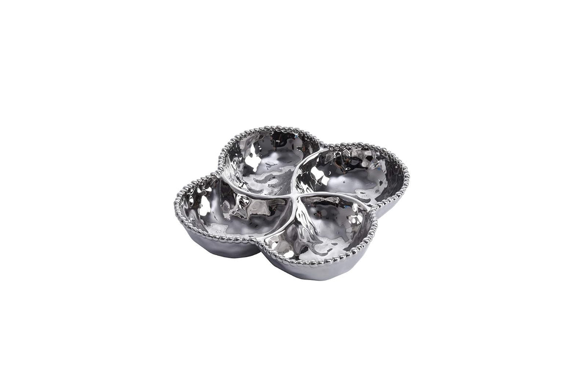 Pampa Bay Verona Porcelain 4-Section Bowl, Silver