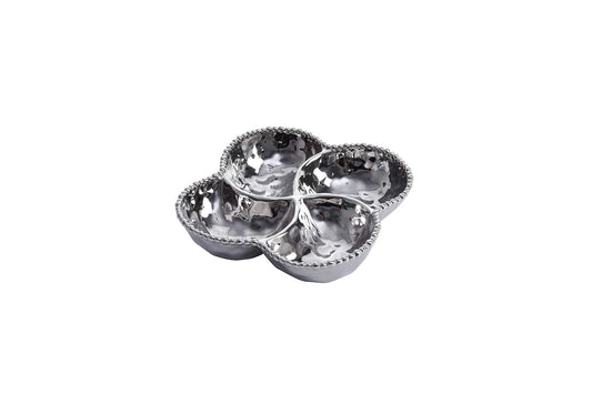 Pampa Bay Verona Porcelain 4-Section Bowl, Silver