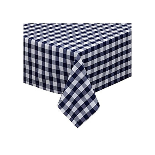 DII Design Imports 84" Checkers Tablecloth in Nautical and White