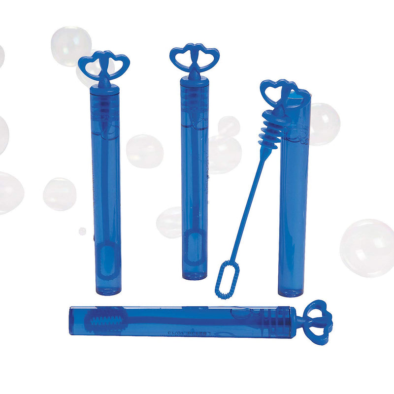 Blue Heart Tube Bubble Bottle - Toys - Bubbles - Bubble Bottles - Wedding - 24 Pieces