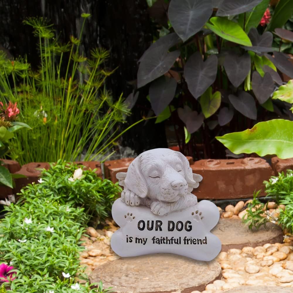 Comfy Hour Pet In Loving Memory Collection 5" Sleeping Dog Angel On Bone Figurine - in Memory of My Best Friend Bereavement, Light Gray, Polyresin