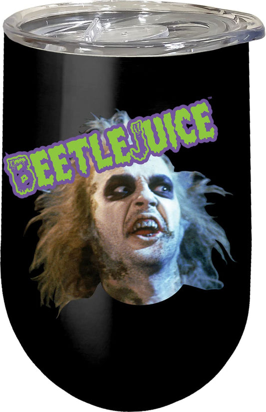 Spoontiques Beetlejuice - Insulated Wine Tumbler with Lid ‚Äö√Ñ√¨ Double Wall Stainless Steel Stemless Wine Glass ‚Äö√Ñ√¨ 16oz - 5 5/8‚Äö√Ñ√π Tall