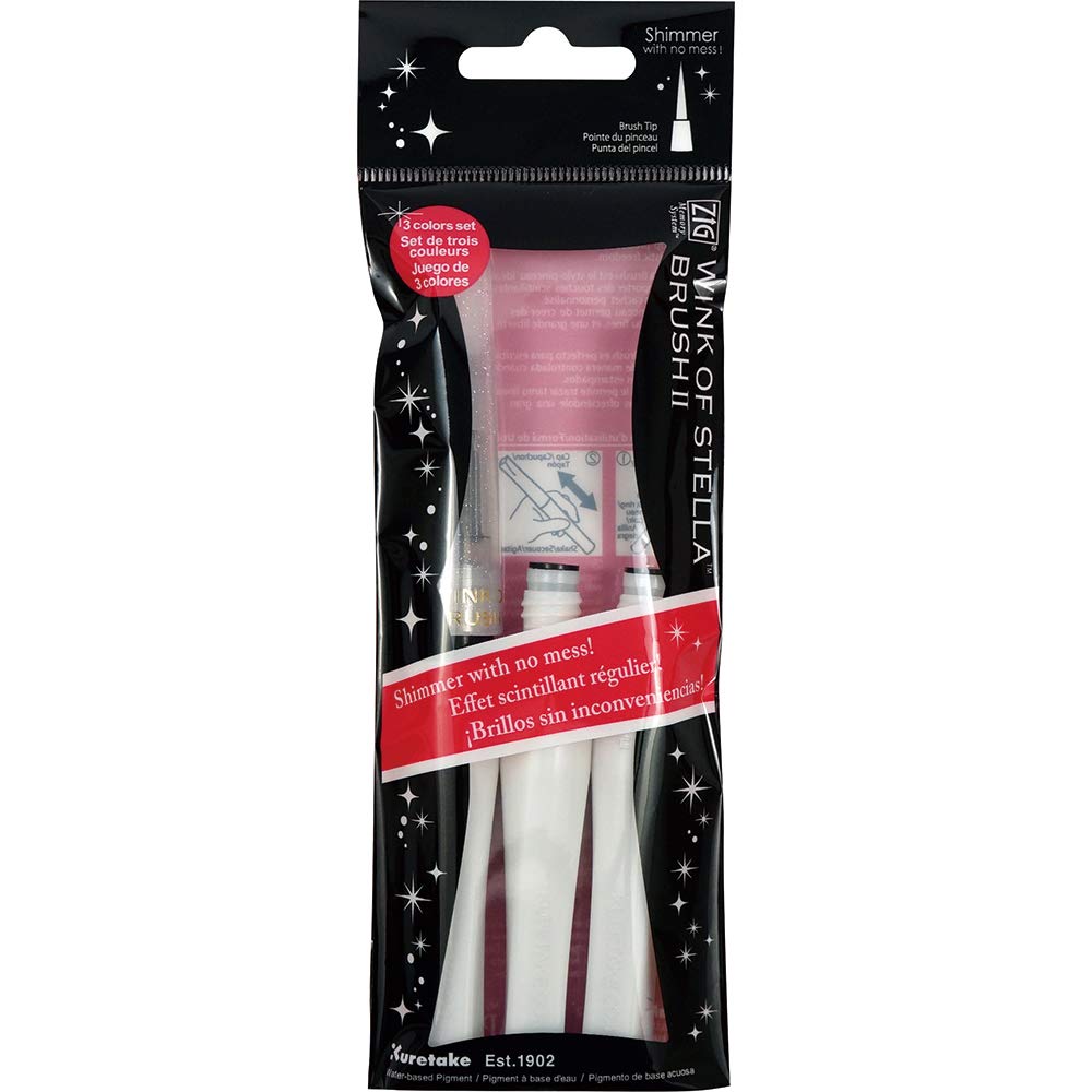 Kuretake Writing Instrument, 3 Count (Pack of 1), Gl. Clear & 2 Refills
