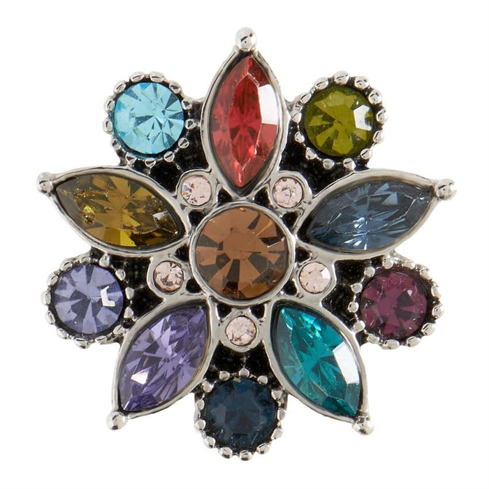 Ginger Snaps Rendezvous Flower, 20 Millimeter, Multicolor, Rhodium Plated, Women, Jewelry and Accessories