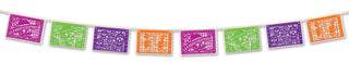 Beistle - 941 Beistle Day of the Dead Picado Style Pennant Banner Hanging Decorations, Halloween Party Supplies, 8" x 12', Multicolored