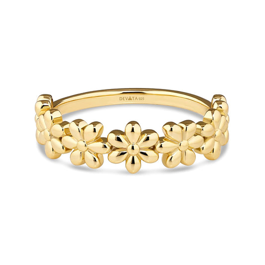 DEVATA Ring, 6, Gold Plated/Daisy Flower FLR8331