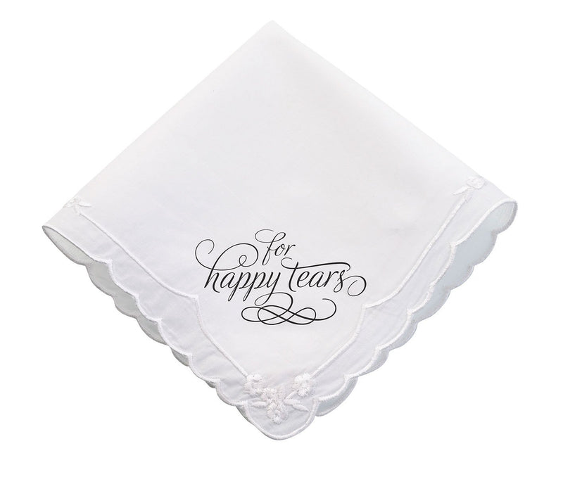 Lillian Rose Wedding Happy Tears Keepsake Hankie, 12", White