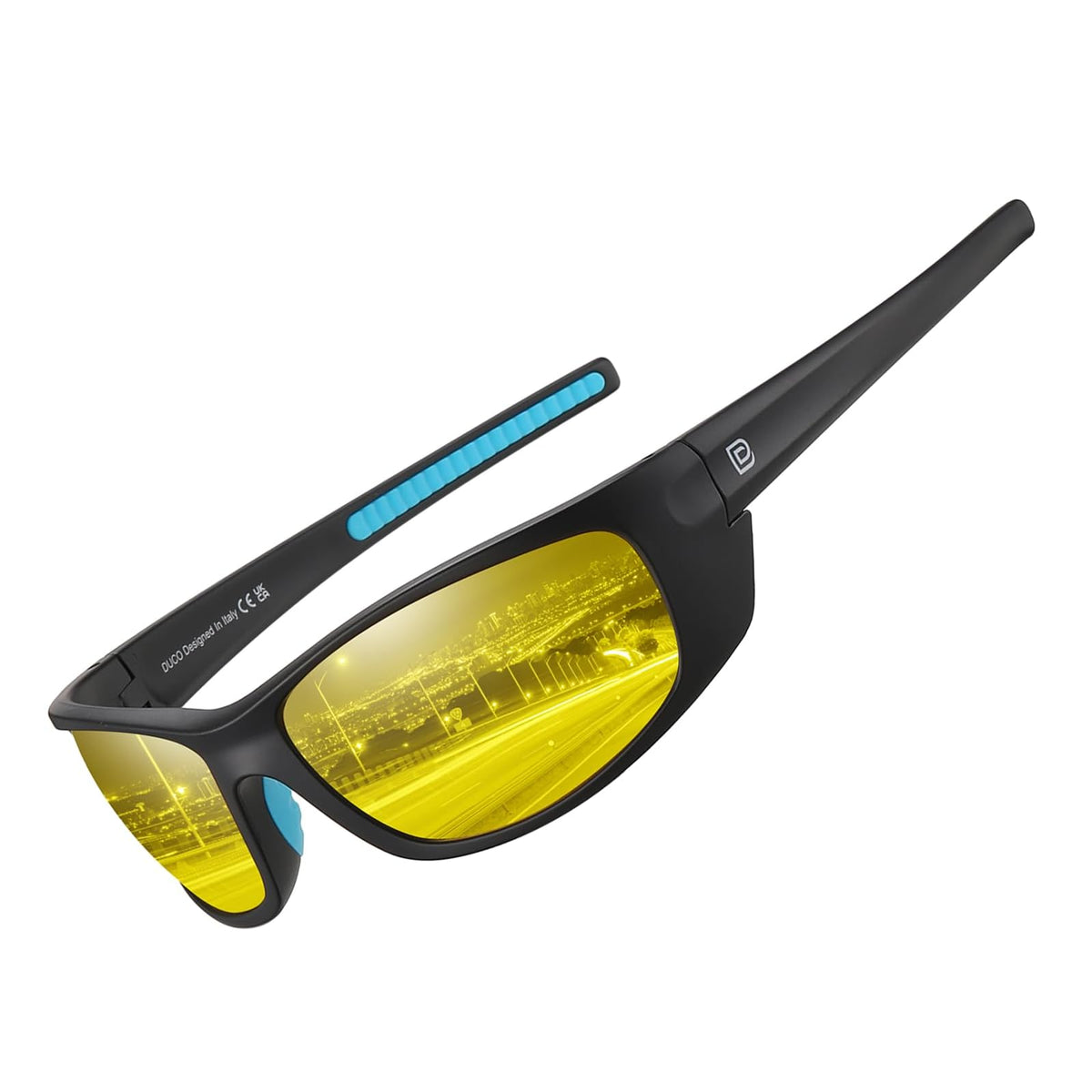DUCO Sunglasses, common, 02 Black Frame Night Vision Lens