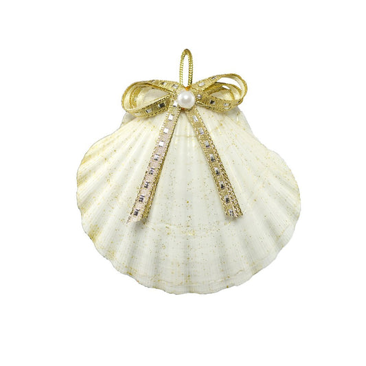 Nautical Christmas Decor Ornaments, 3 Scallop Shells Seashells 3-4" (Set of 3), Coastal Beach Holidays Decoration