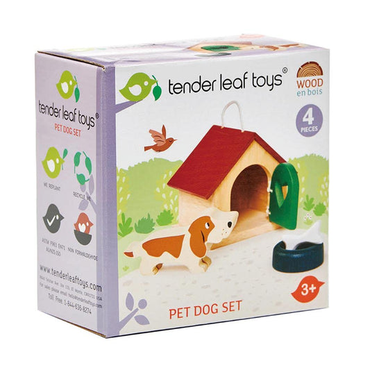 Tender Leaf Toys - Pets Sets for Doll House Accessories - Great Add-on Pet Play Set to Any Dollhouse for Age 3+ (Pet Dog Set)