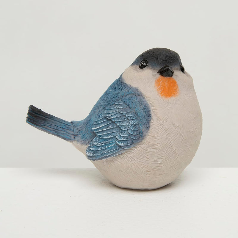 Meravic Resin Bird Figurine, 4.5-inch Length, Blue and White, Tabletop Decoration