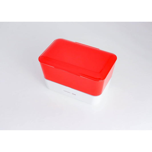 TAKENAKA Food Storage Container, 6.8"W x 4.3"D x 4.2"H, Earer Red x Meringue