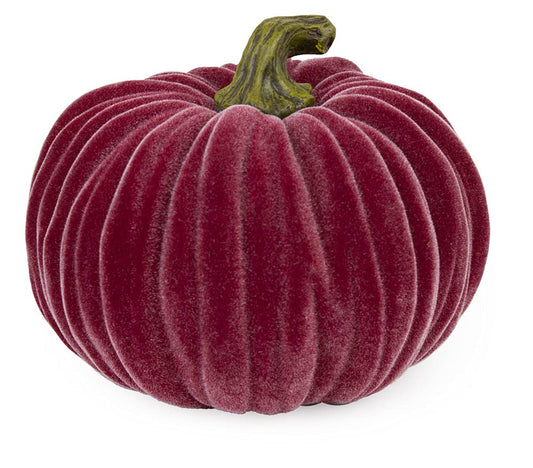 Boston International Decorative Tabletop Velvet Pumpkin, 6.5 x 5-Inches, Burgundy