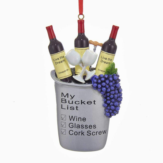 Kurt Adler WINE "MY BUCKET LIST" ORNAMENT