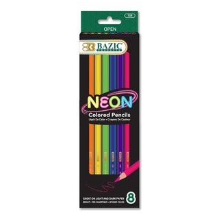 BAZIC 8 Neon Colored Pencils, Fluorescence Vibrant Set of Colored Pencil, Great Adult and Kids Art Crafts Activities Drawing Sketching Painting Doodling (1 Pack), 1-Pack