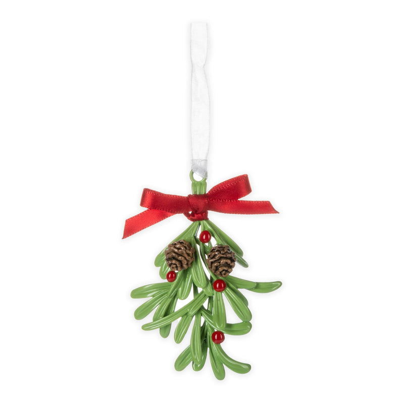 GANZ EX22793 The Merry Christmas Mistletoe Green, Brown, Red 2.5 Inches Metal Hanging Boxed Ornament