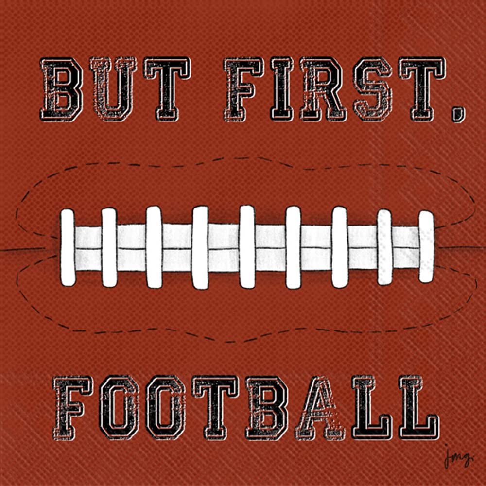 Boston International IHR 3-Ply Paper Napkins, 20-Count Cocktail Size, Football First