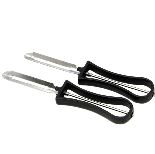 Chef Craft Classic Stainless Steel Blade Vegetable Peeler Set, 6.25 inch 2 pack, Black