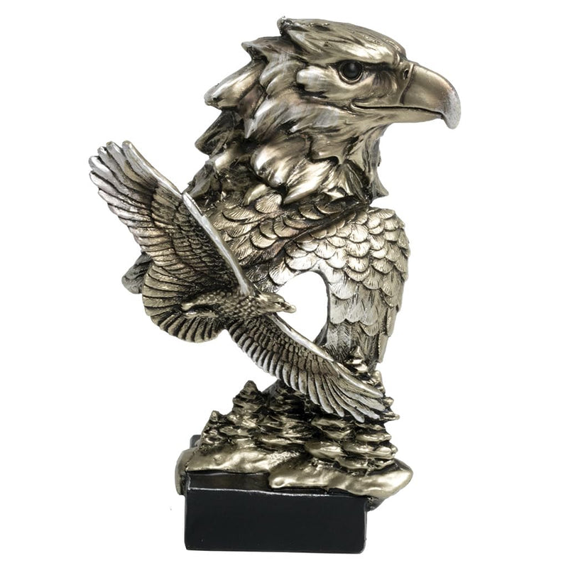 Lipco Pewter Look Eagles Figure, 6.2-inches Height, Polyresin, Home Decor Accessories