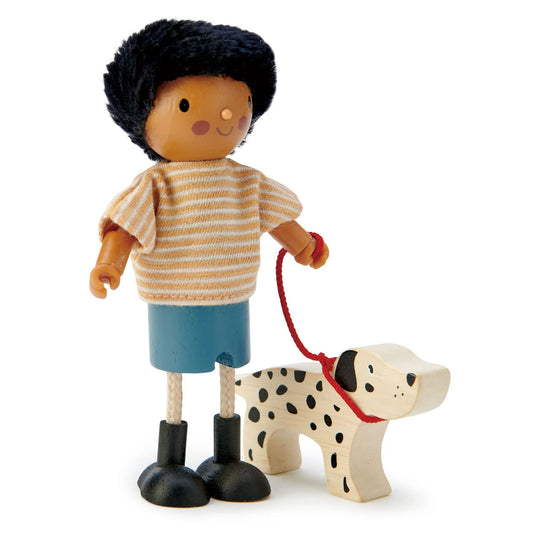 Tender Leaf Toys - Mr. Forrester and his Dog - Wooden Action Figure Dollhouse Miniatures Dolls  for Age 3+