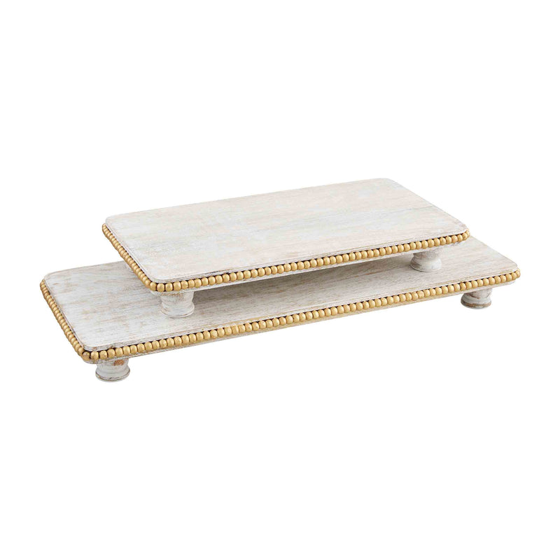 Mud Pie Gold Beaded Serving Board Set, small 8 1/4" x 16 1/4" | large 8 1/2" x 22 1/2"