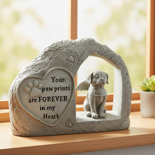 Comfy Hour 7" Height Polyresin Memorial Dog Angel Pet Statue, Handmade Light Gray, Stone Looking, for Your Home Or Garden