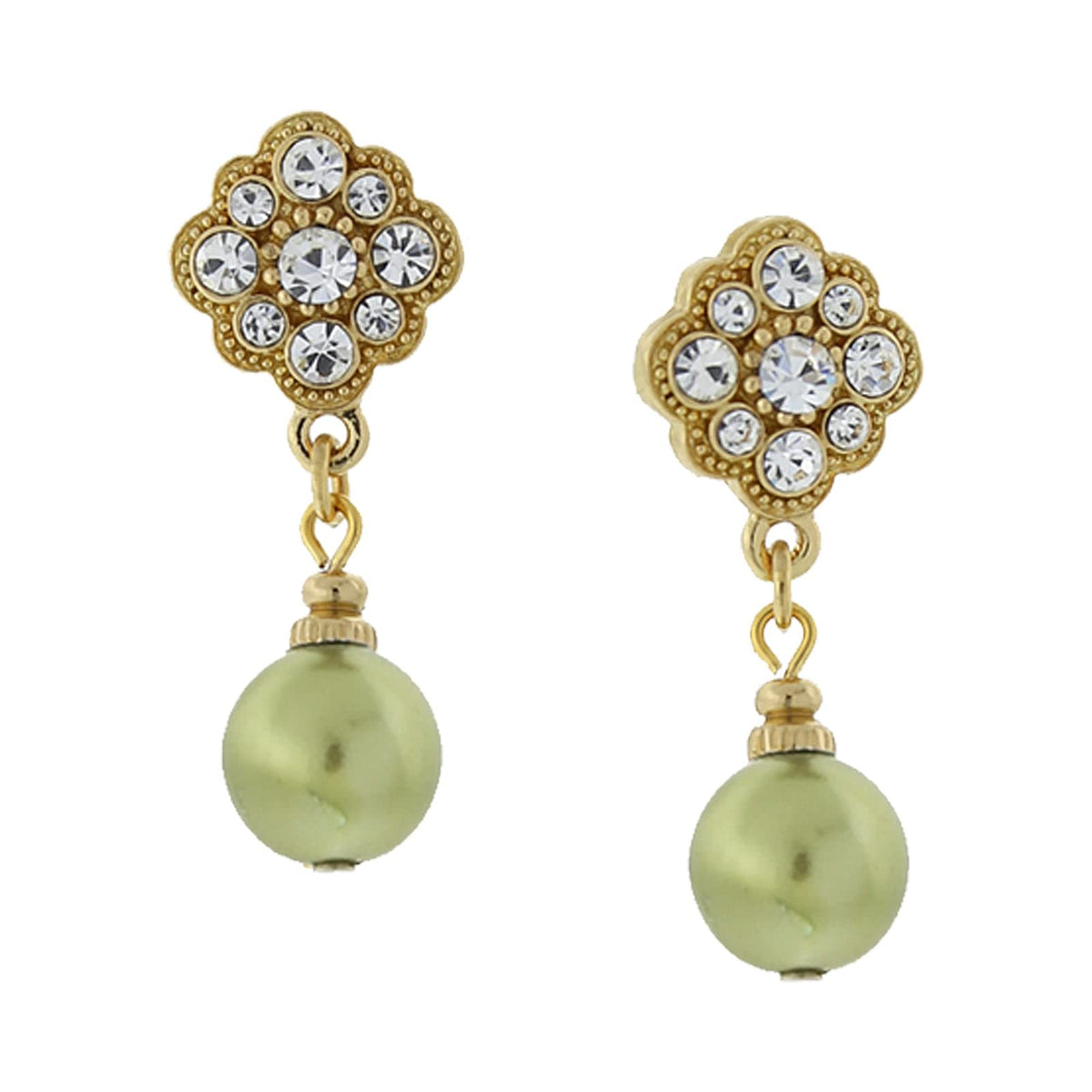 1928 Jewelry Company Earring, 1.25"L X 0.5"W, Green