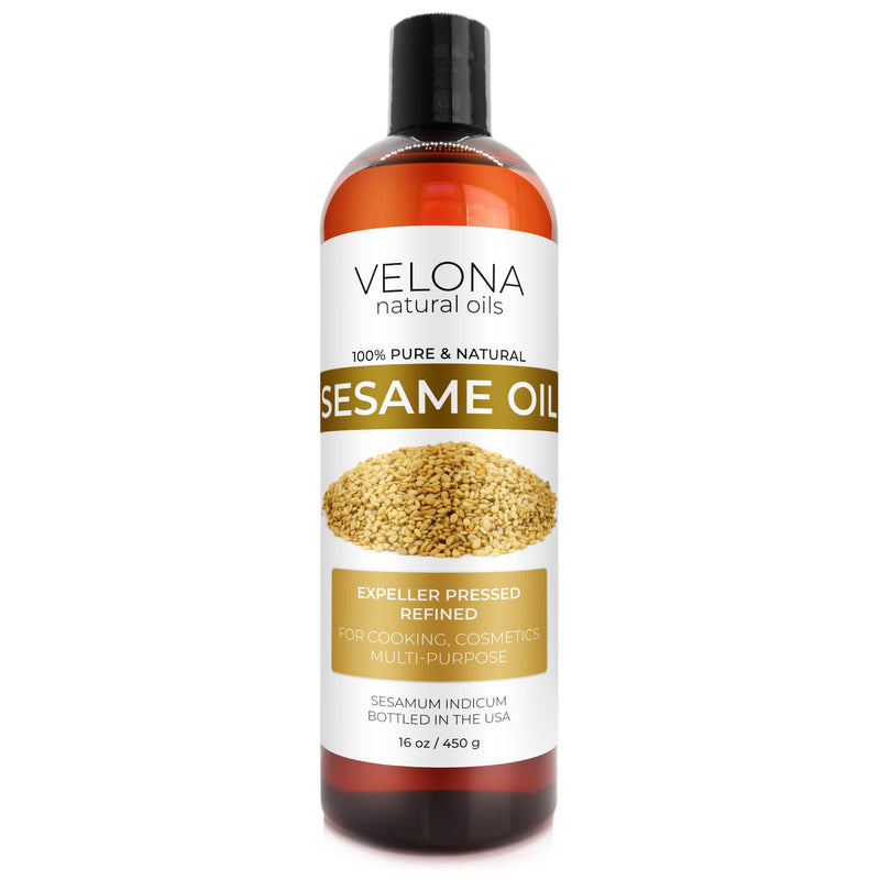 velona Sesame Seed Oil 16 oz | 100% Pure and Natural Carrier Oil | Refined, Expeller Pressed | Cooking, Skin, Hair, Body & Face Moisturizing | Use Today - Enjoy Results