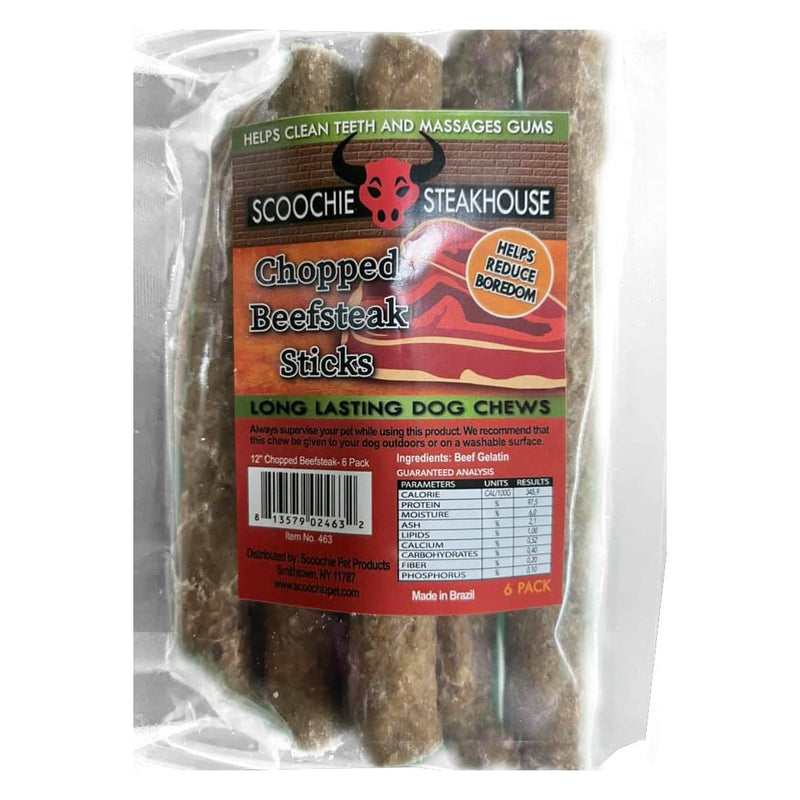 212 Main 813579024632 12 in. Scoochie Steakhouse Chopped Beefsteak Stick in Zip Lock Bag - Pack of 6