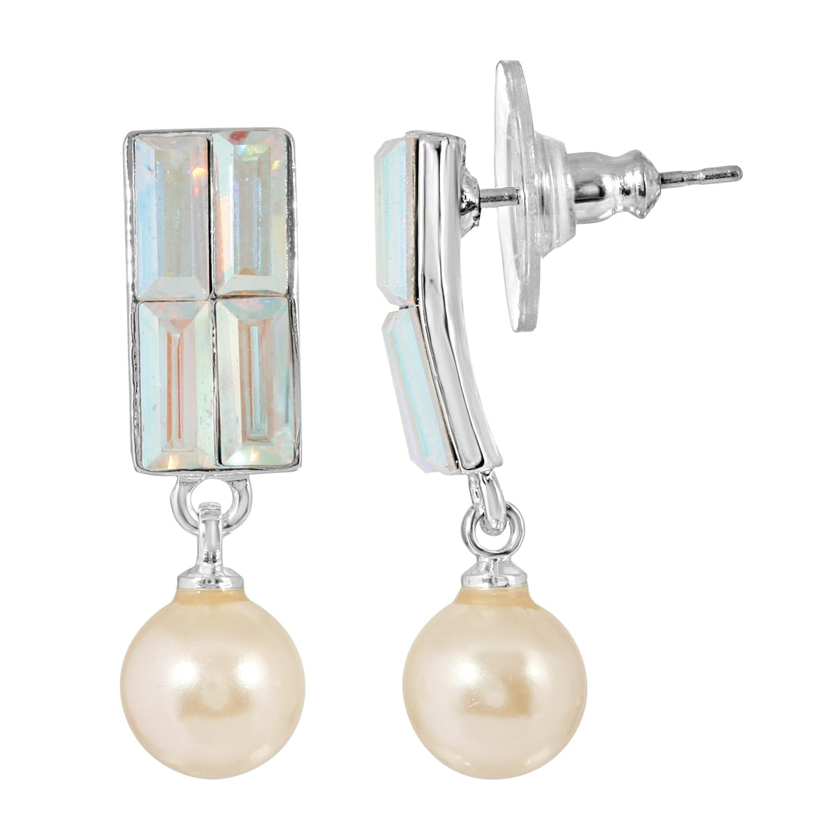 1928 Jewelry Company Earring, 1.05"L x 0.31"W, White