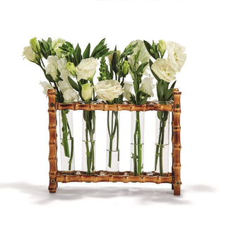Tozai Home WTR006 Natural Bamboo Vase Includes 5 Glass Tubes