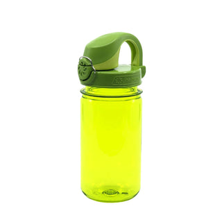 Nalgene Sustain Tritan BPA-Free Kids On The Fly Water Bottle Made with Material Derived from 50% Plastic Waste, Leak Proof, Durable, BPA Free, Carabiner Friendly, Reusable, 12 oz, Green Sprout