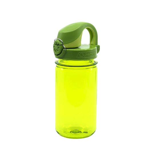 Nalgene Sustain Tritan BPA-Free Kids On The Fly Water Bottle Made with Material Derived from 50% Plastic Waste, Leak Proof, Durable, BPA Free, Carabiner Friendly, Reusable, 12 oz, Green Sprout