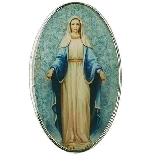 Roman Our Lady of Grace Visor Clip, 2-inch Height