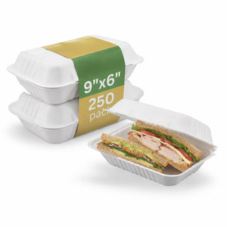ProTakeOut Food Storage Container, 9" x 6" 1-Compartment, White