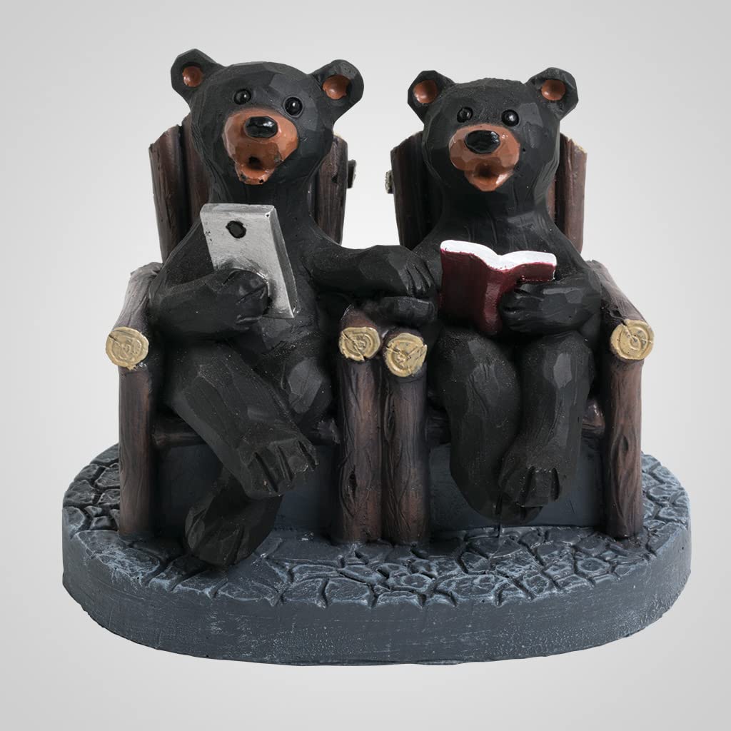 Lipco Polyresin Bear Couple in Chairs Figurine, 4-inch Length, Tabletop Decoration
