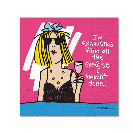 Design Design 624-10269 Exercise I Haven't Done Beverage Napkin, Multicolor