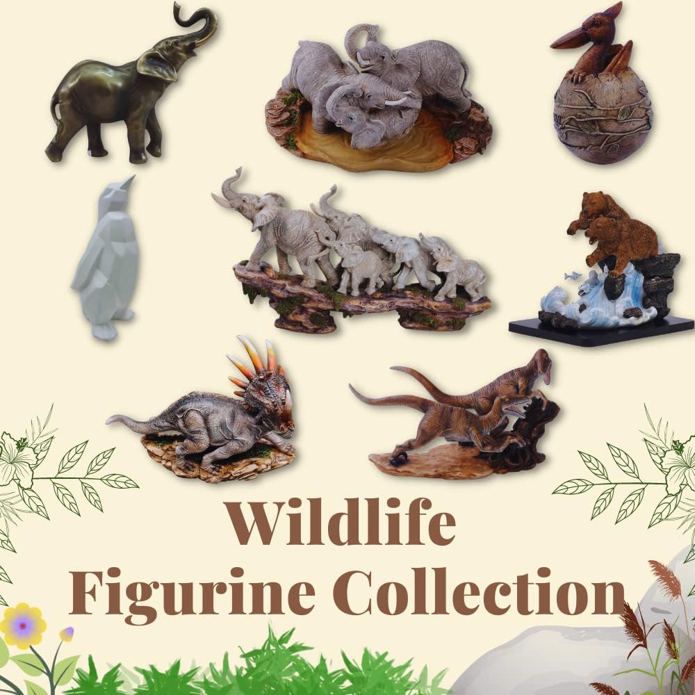 Comfy Hour Wildlife Collection 8 Grizzly Bear Couple Catching Salmon and Fish Figurine, Realistic Lifelike Animal Statue Home Decoration, Brown, Resin Stone