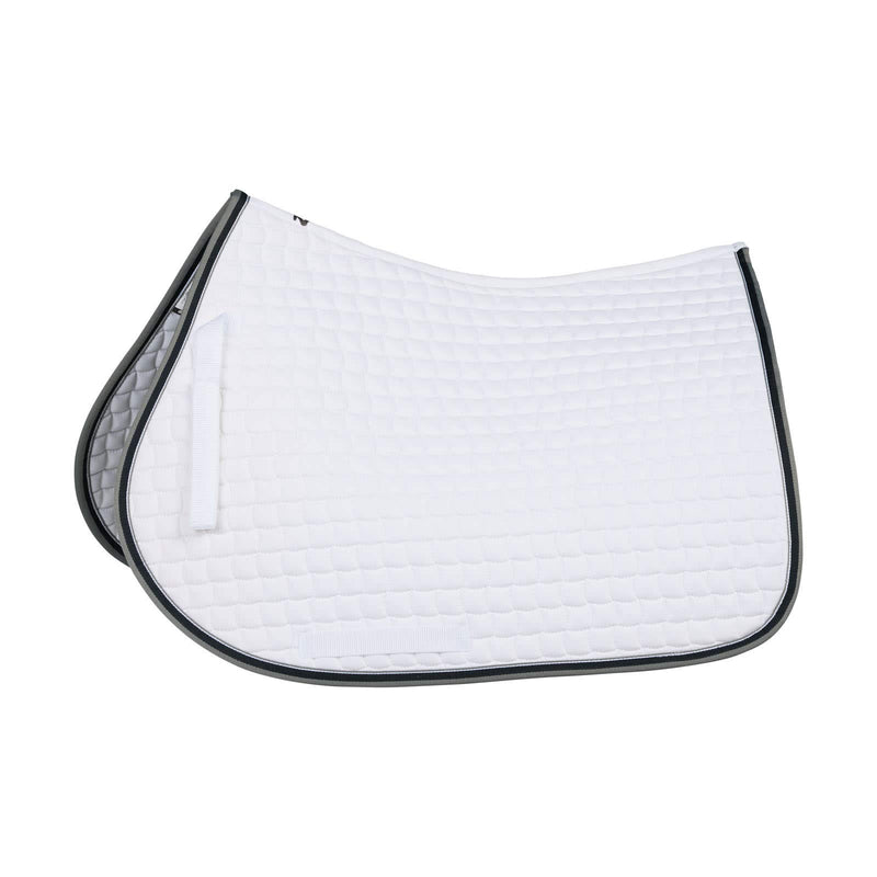 HORZE Adepto Padded All Purpose Quilted Equestrian Saddle Pad for Horses with Two-Tone Trim - White - Horse