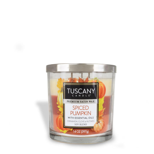 Empire Candle Tuscany Candle Premium Satin Wax Spiced Pumpkin 14 Ounce Jar Candle