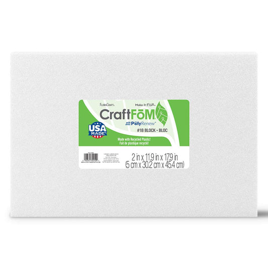 FloraCraft Styrofoam Block 1.8 Inch x 11.8 Inch x 17.8 Inch White