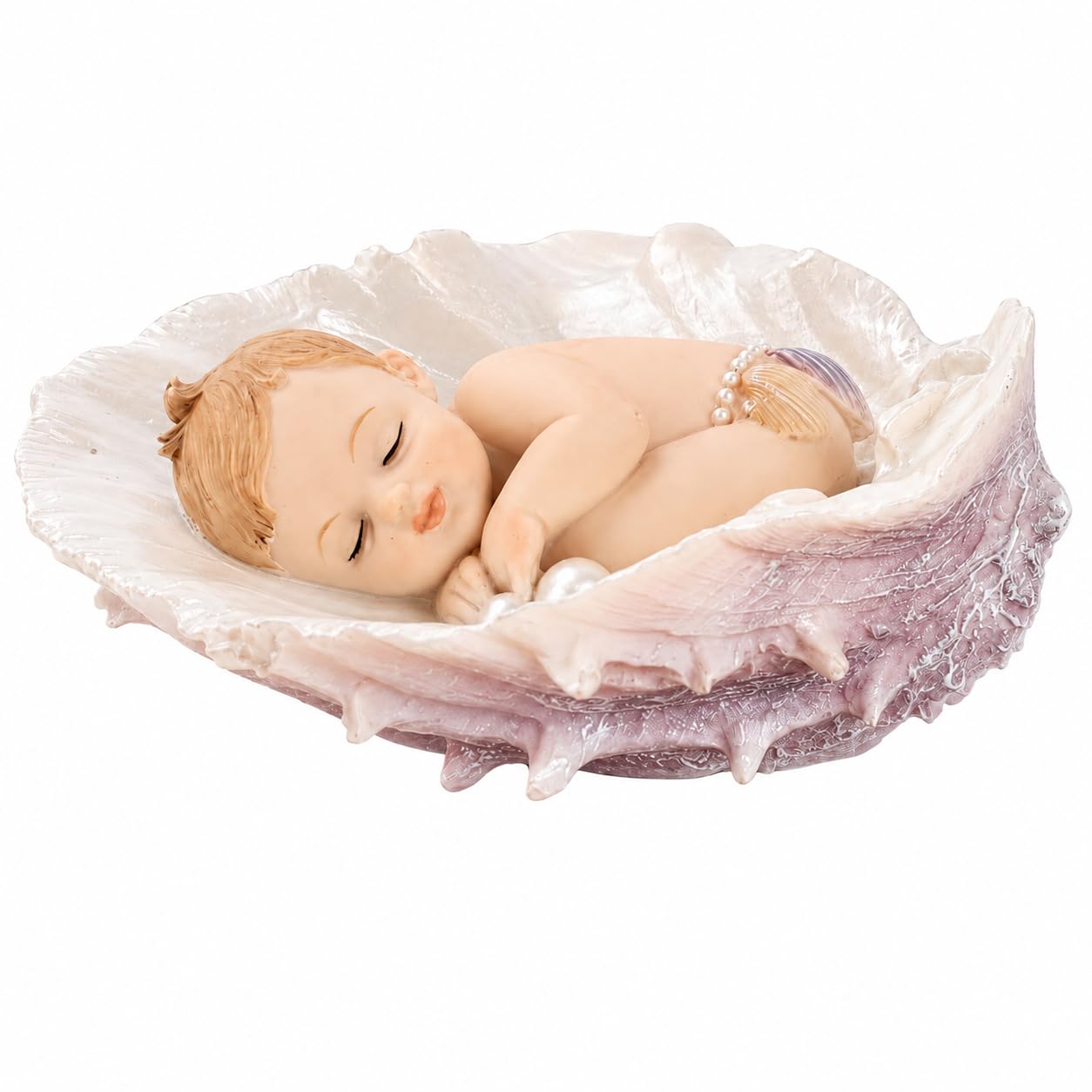 Comfy Hour 4 Inch Sleeping Baby Figurine, Seashell Cherub Statue