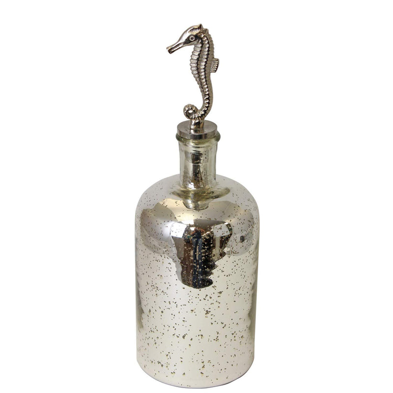 Beachcombers Glass Silver Bottle with Seahorse Top